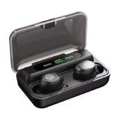 REMAX earbuds in an open black charging case