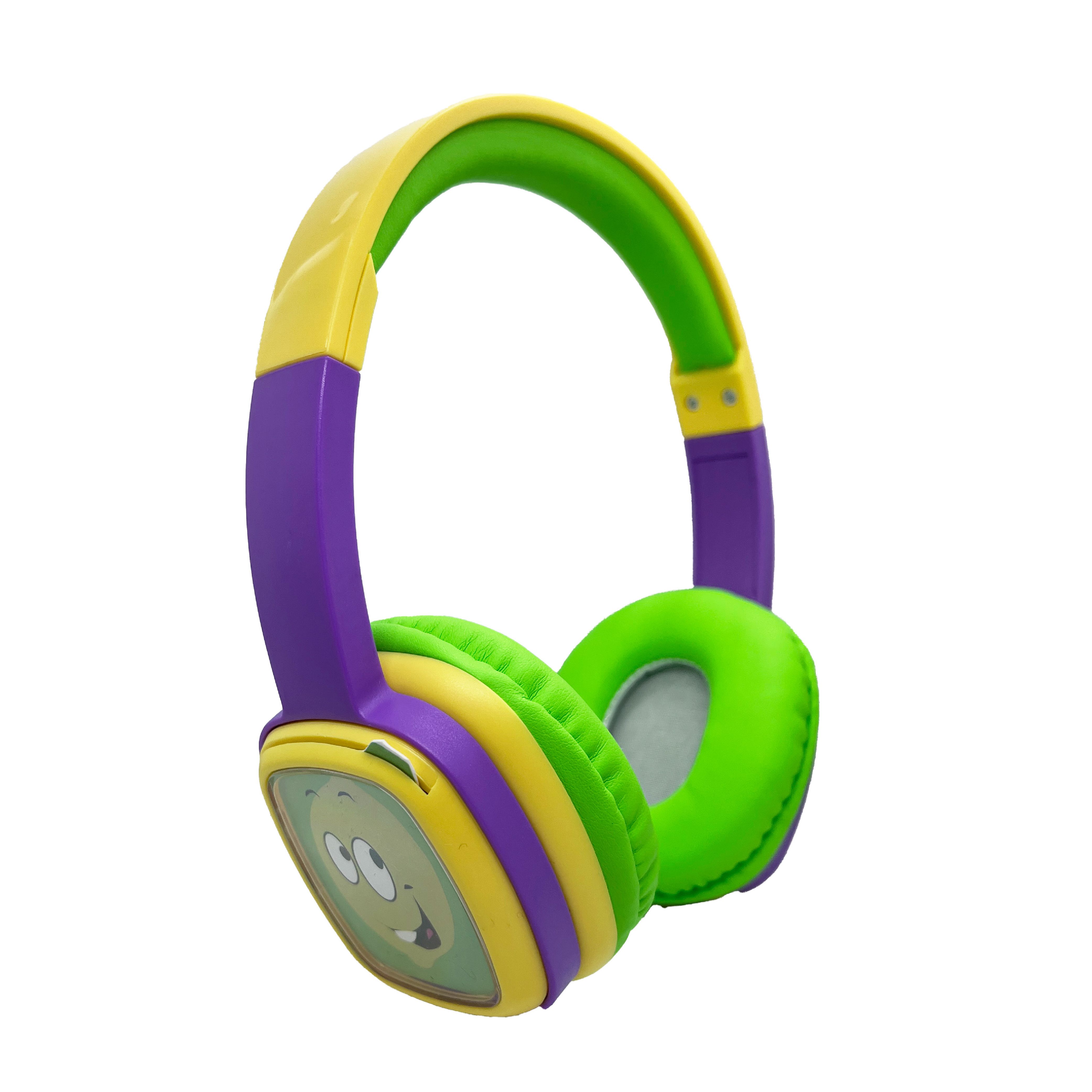 TinyTuny kids' headphones in yellow, purple and green